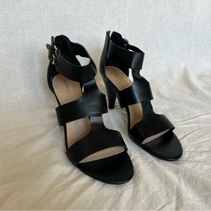 Black Cutout Heeled Sandals, Liz Claiborne, Sz. 11